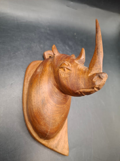 Rhino Wall Hanging Wood Carving