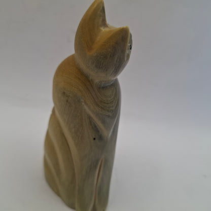 Horn Carving Of A Creepy Cat