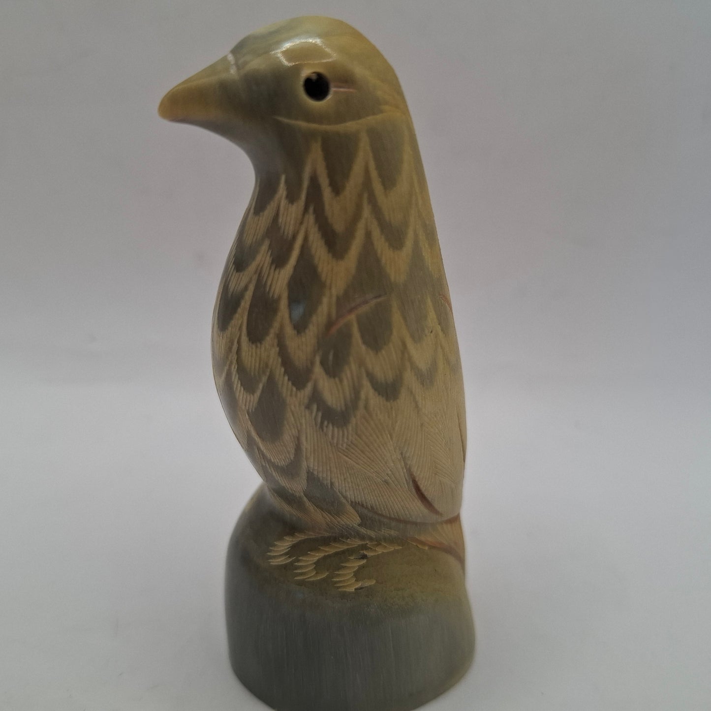 Horn Carving Of A Songbird