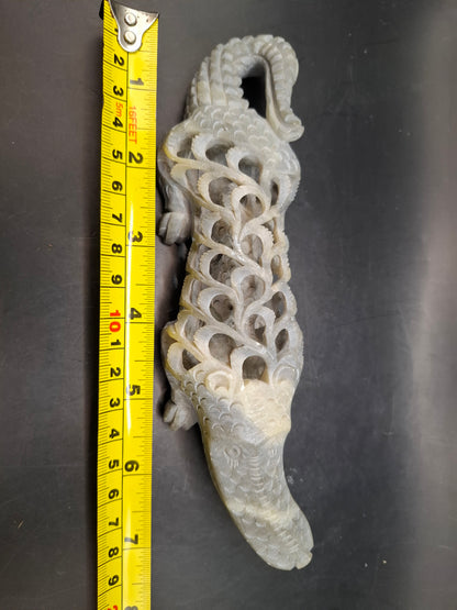 Pregnant Crocodile Carving