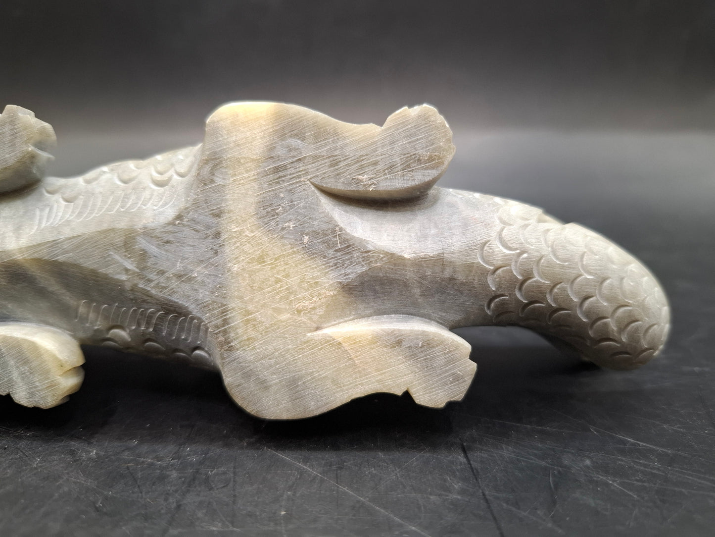 Pregnant Crocodile Carving