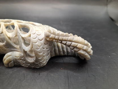 Pregnant Crocodile Carving