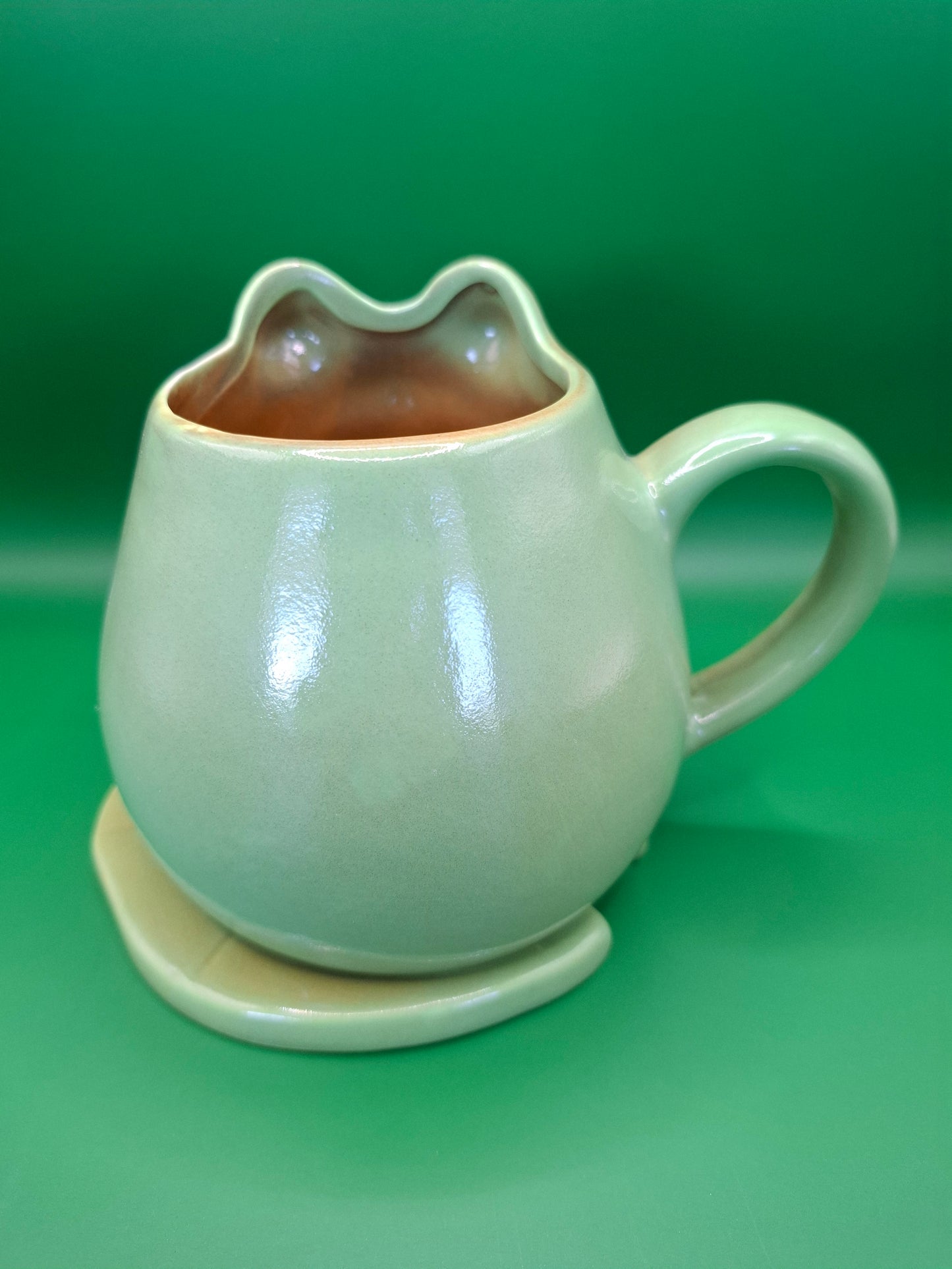 Frog Mug with Lilly Pad Coaster