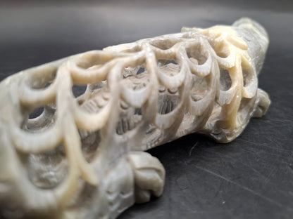 Pregnant Crocodile Carving