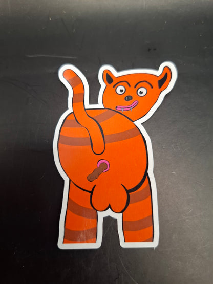 Cat Pushing A Turd Out Sticker