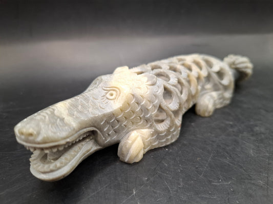 Pregnant Crocodile Carving