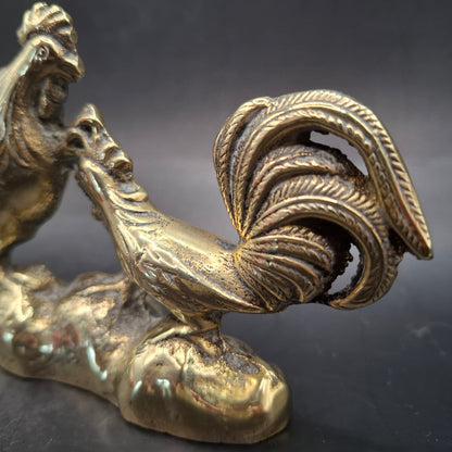 Metal Cock Fighting Ornament