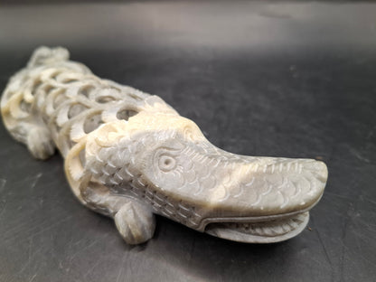 Pregnant Crocodile Carving