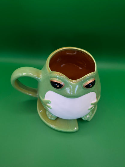 Frog Mug with Lilly Pad Coaster