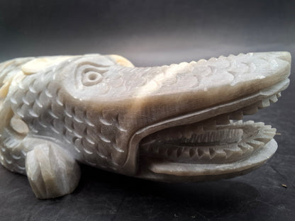 Pregnant Crocodile Carving
