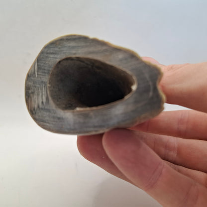 Horn Carving Of A Creepy Cat