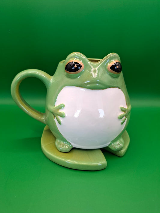 Frog Mug with Lilly Pad Coaster