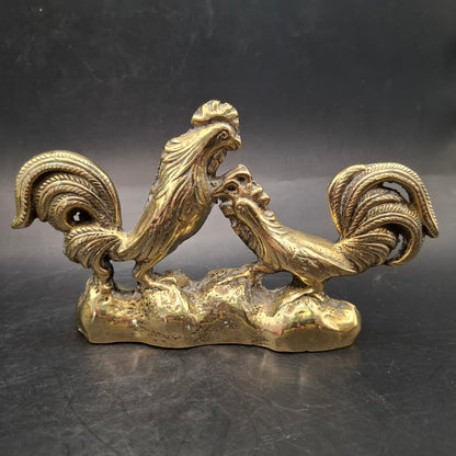 Metal Cock Fighting Ornament