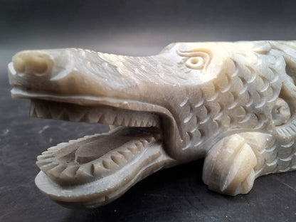 Pregnant Crocodile Carving