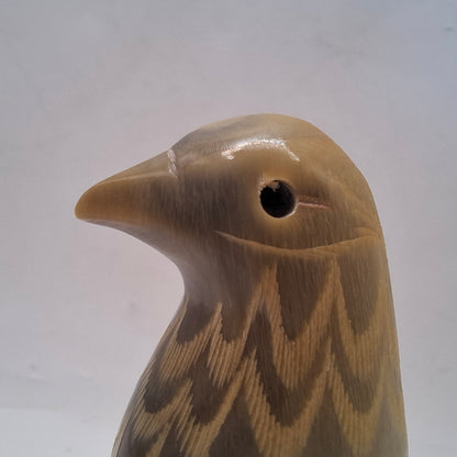 Horn Carving Of A Songbird