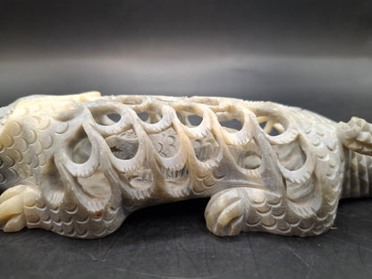 Pregnant Crocodile Carving