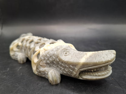 Pregnant Crocodile Carving