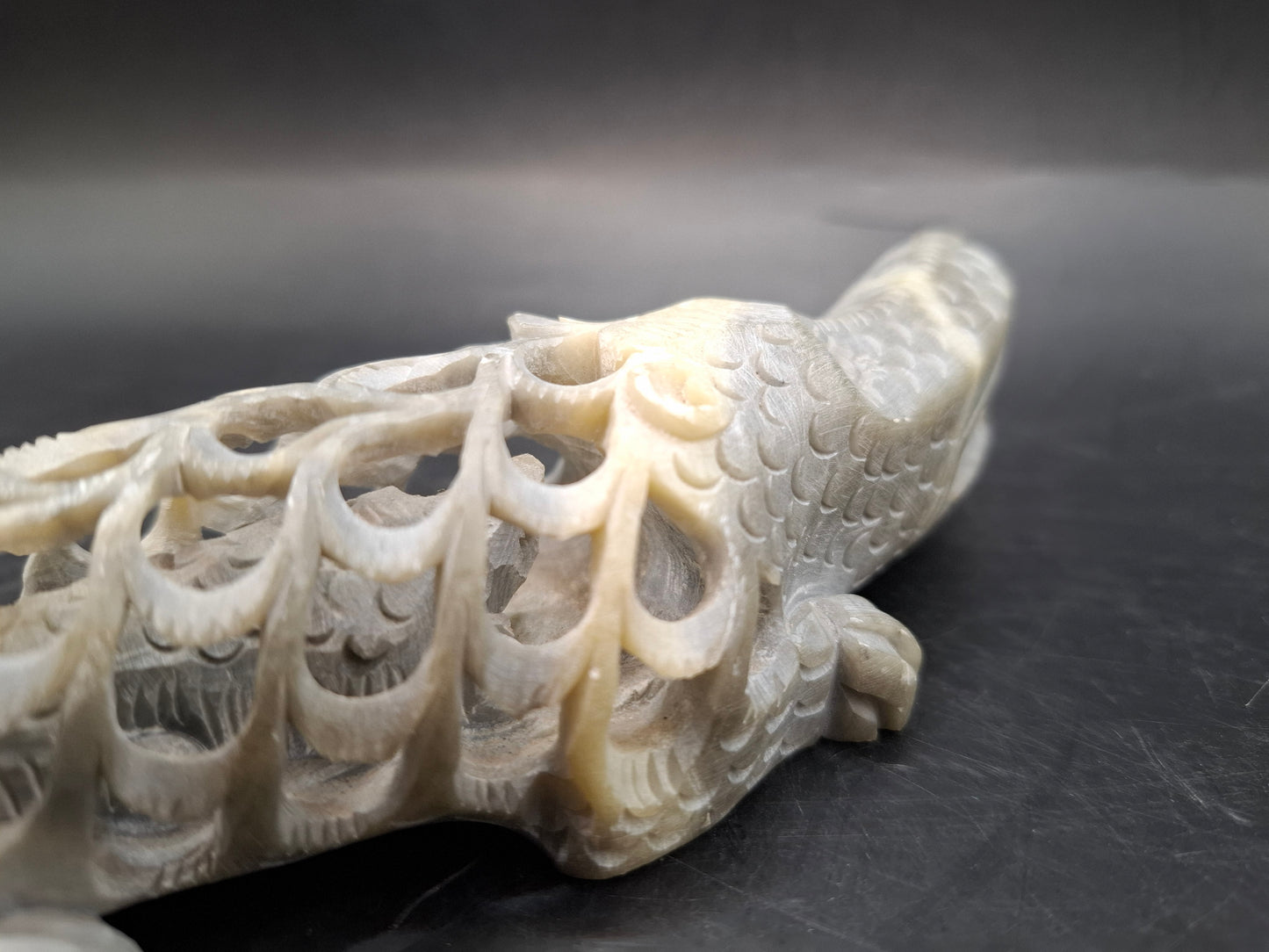 Pregnant Crocodile Carving